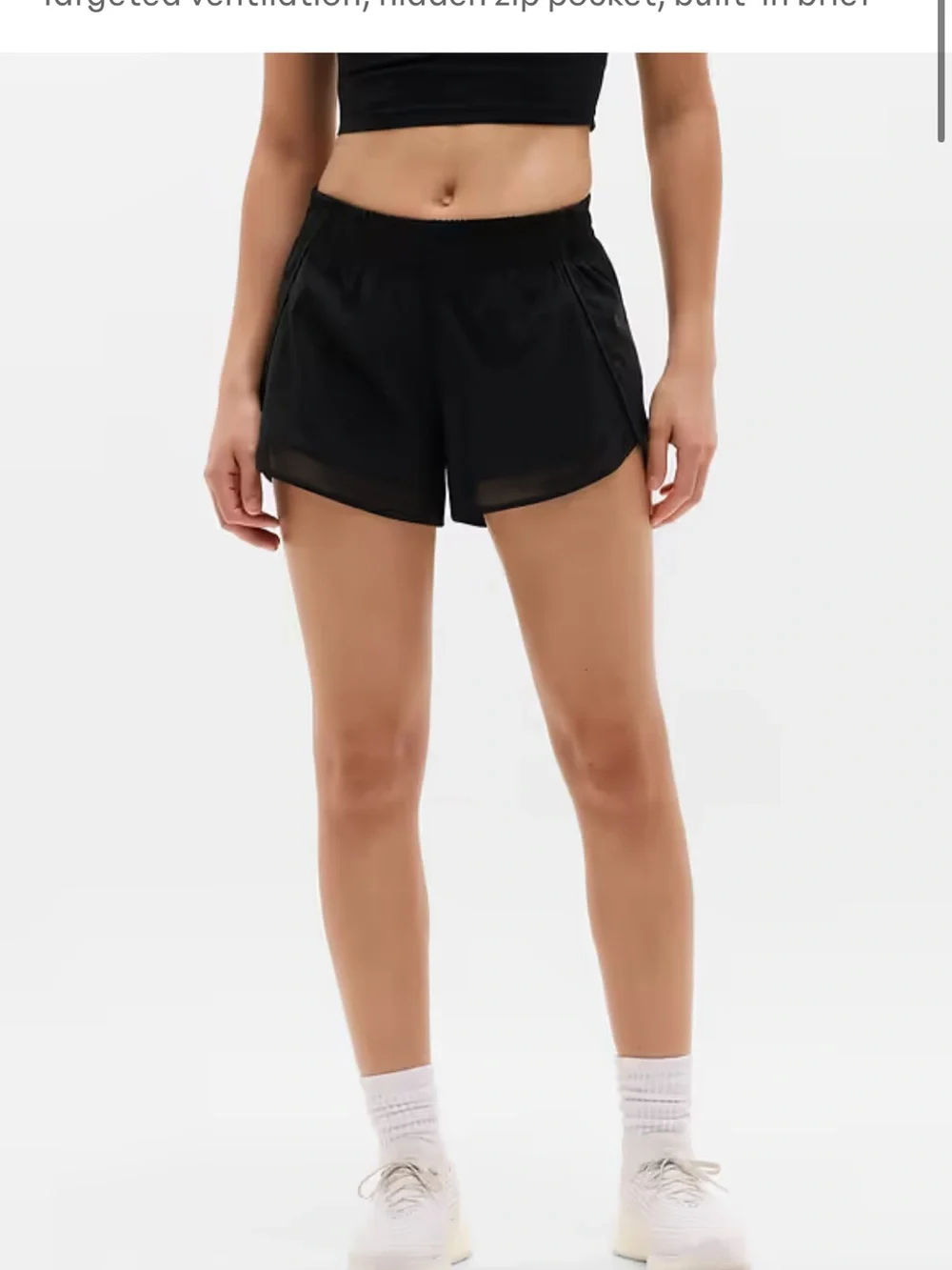 Athleta Black Mesh Racer Run Shorts